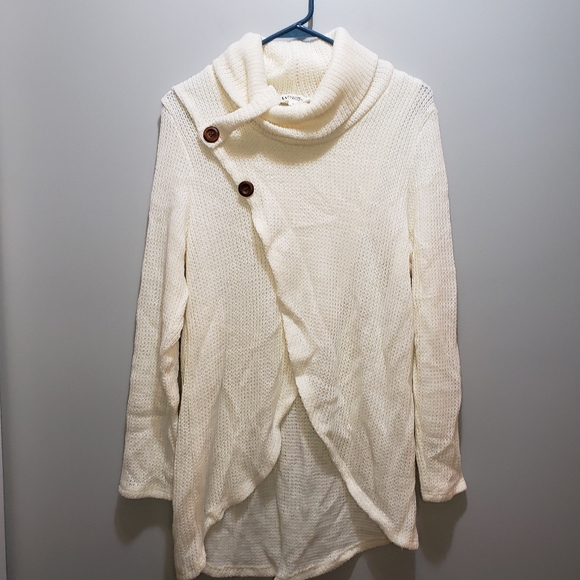 Wonderland By Orange Cowl Neck Overlap Sweater Oversized Small - Picture 8 of 10